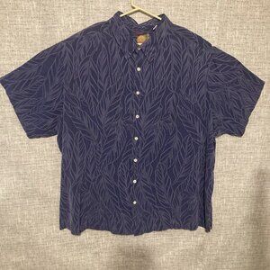 Caribbean Mens Hawaiian Shirt Blue Tropical Button Down Silk/Rayon Blend Sz 4X.